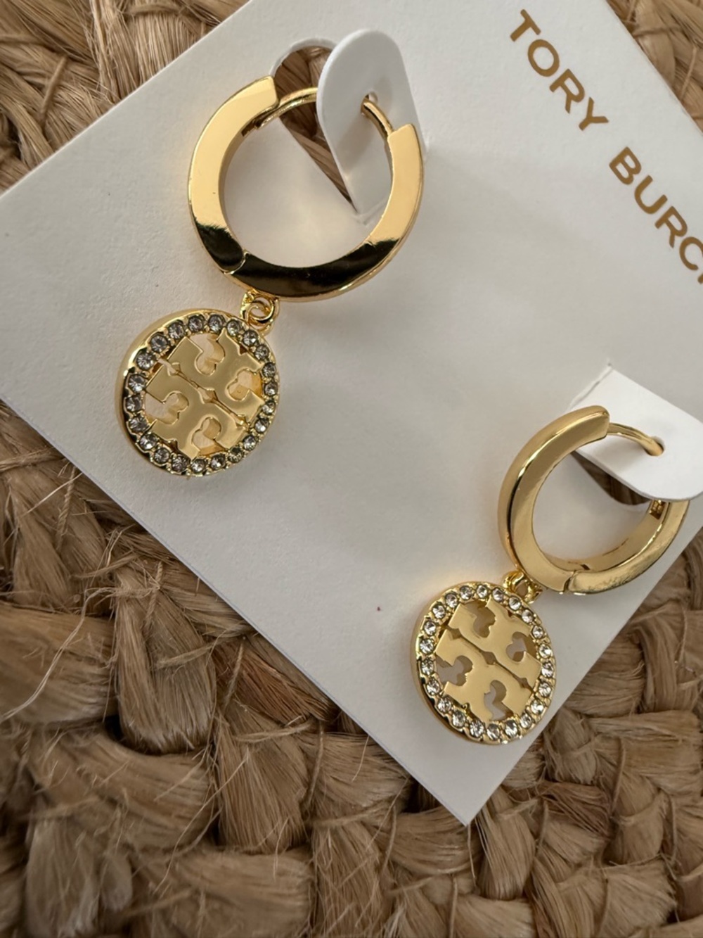 Tory Burch Miller Pave Hoop Huggie Icon Earring Earrings in Gold - Picture 3 of 5